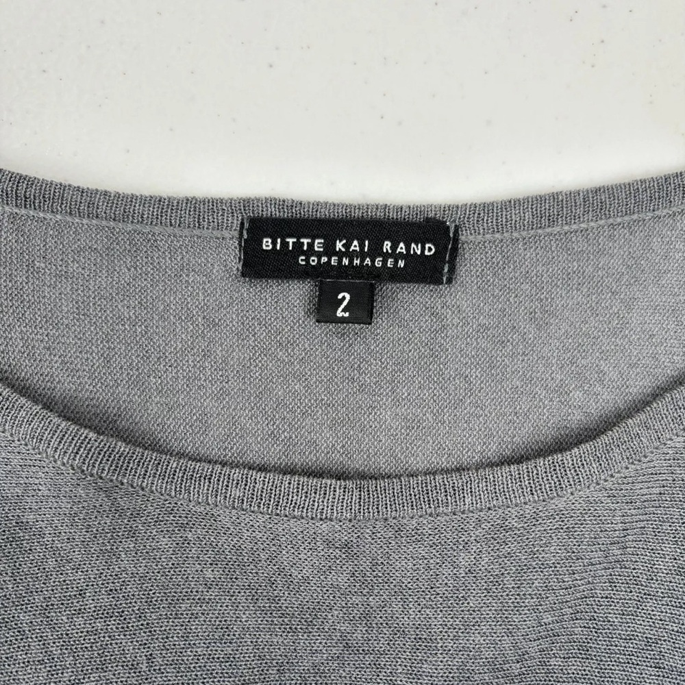 BITTE KAI RAND Asymmetric Knit Sweater Top M / L 2 - Grey w/Black Sleeve Detail - Picture 6 of 12